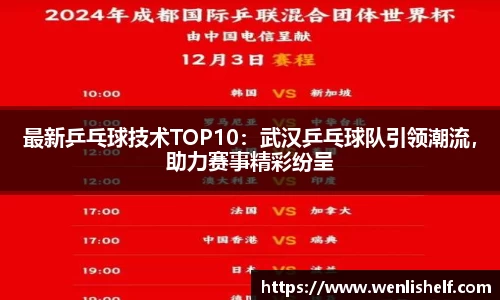 最新乒乓球技术TOP10：武汉乒乓球队引领潮流，助力赛事精彩纷呈